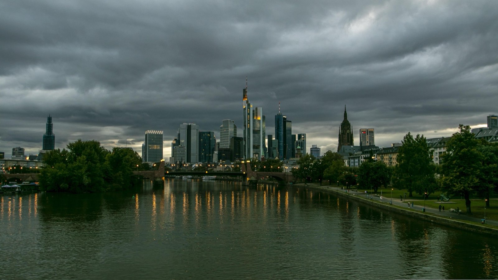 City skyline of residential and commercial buildings